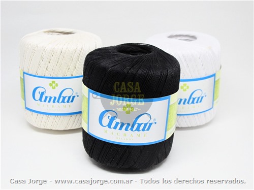LANAS AMBAR MACRAME EN OVILLO POR KILO COLOR BLANCO, CRUDO O NEGRO